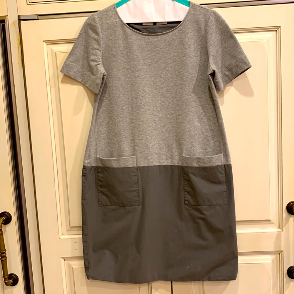 LAFAYETTE 148 NEW YORK GRAY SLIP ON DRESS WITH TWO DOUBLE POCKETS SIZE SMALL